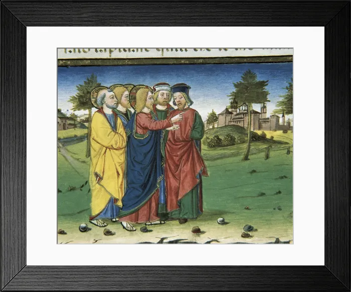 Framed Print : DE PREDIS, Cristoforo (1440-1486). Stories of Saint Joachim, Saint Anne, Virgin Mary, Jesus, the Baptist and the End of the World. 1476
