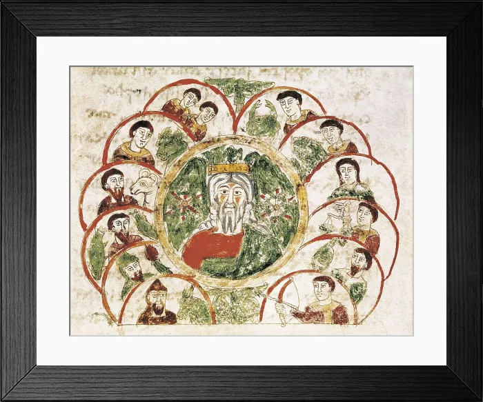 Framed Print : RABANUS, Maurus (c. 780 - 856). 'De Universo' (9th c.). Illustration with the Twelve Months and the Signs of the Zodiac. Carolingian art. Miniature Painting. ITALY Framed Print : RABANUS, Maurus (c. 780 - 856). 'De Universo' (9th c.). Illustration with the Twelve Months and the Signs of the Zodiac. Carolingian art. Miniature Painting. ITALY