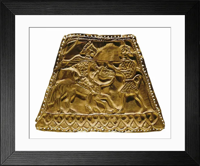 Framed Print : Plaque with Scythian Warriors. 4th c. BC. Gold. Scythian Art. Jewelry. RUSSIA. Saint Petersburg. State Hermitage Museum. Proc: UKRAINE. ZAPORIZHZHYA Framed Print : Plaque with Scythian Warriors. 4th c. BC. Gold. Scythian Art. Jewelry. RUSSIA. Saint Petersburg. State Hermitage Museum. Proc: UKRAINE. ZAPORIZHZHYA