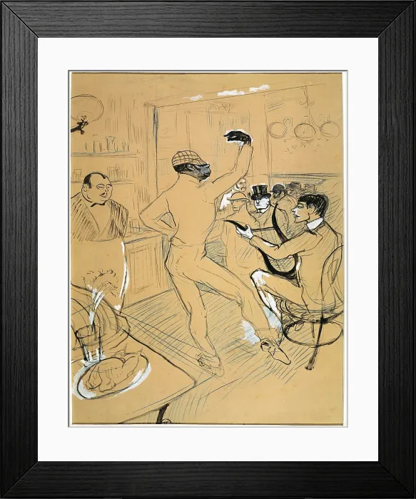 Framed Print : TOULOUSE-LAUTREC, Henri de (1864-1901). Chocolat dancing in the 'Irish and American Bar'. 1896. Chinese ink and gouache on paper. Drawing. FRANCE. Albi