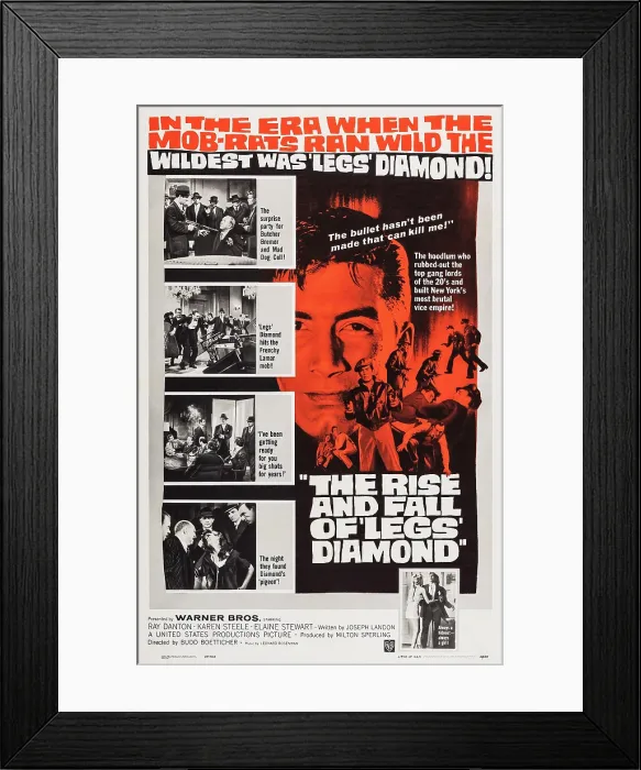 Framed Print : THE RISE AND FALL OF LEGS DIAMOND, US poster art, Ray Danton (head), 1960 Framed Print : THE RISE AND FALL OF LEGS DIAMOND, US poster art, Ray Danton (head), 1960