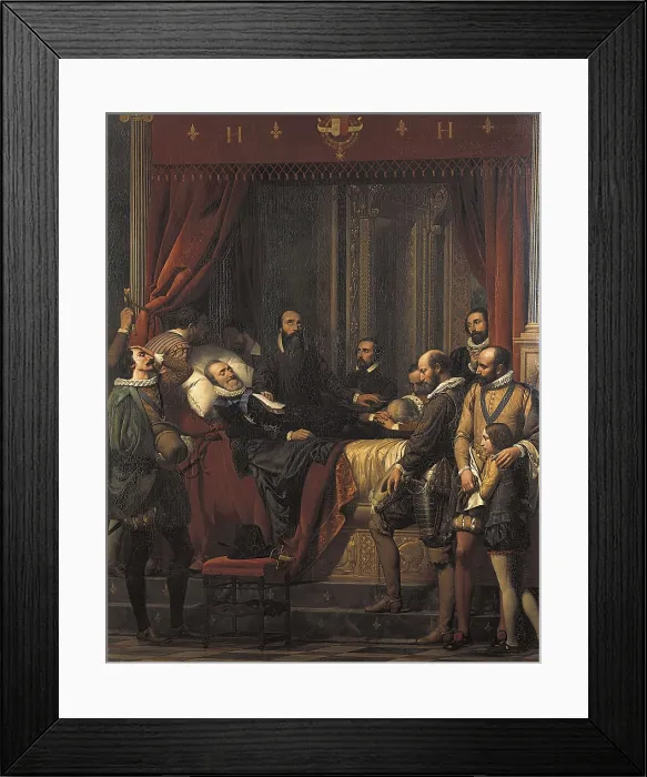 Framed Print : HESSE, Alexandre Jean-Baptiste (1806-1879). The Corps of Henry IV Exhibited in the Louvre. 1837. Oil on canvas. FRANCE. Pau. Chteau de Pau National Museum