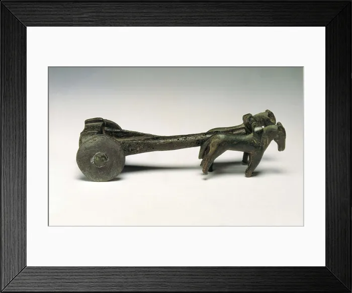 Framed Print : Ex-voto chariot with horses. 3rd BC. Iberian art. Sculpture on bronze. SPAIN. Madrid. National Museum of Archaeology. Proc: SPAIN. Santa Elena