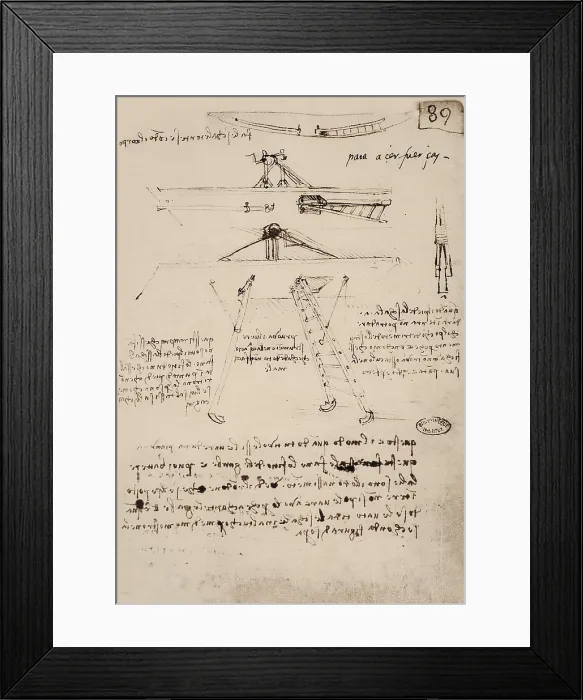 Framed Print : LEONARDO DA VINCI (1452-1519). Design of an elevated support with stairs. Drawing. FRANCE. Paris. National Library. AISA / Everett Collection**US SALES ONLY**
