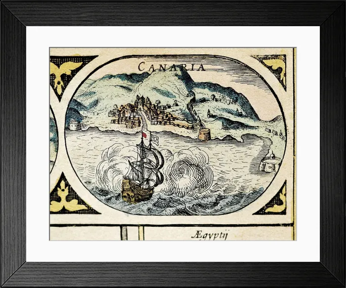 Framed Print : BLAEU, Willem Janszoon (1571-1638); BLAEU, Jan (1596-1673). Le Theatre du Monde (The World Theatre). 1645. Detail of the world map with the legend of America. Etching. SPAIN