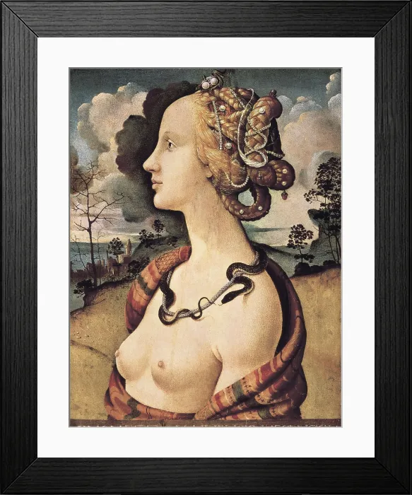 Framed Print : Piero di Cosimo, Pietro di Lorenzo, called (1462-1521). Portrait of Simonetta Vespucci. Renaissance art. Quattrocento. Florentine school. Tempera on wood. FRANCE. Chantilly Framed Print : Piero di Cosimo, Pietro di Lorenzo, called (1462-1521). Portrait of Simonetta Vespucci. Renaissance art. Quattrocento. Florentine school. Tempera on wood. FRANCE. Chantilly
