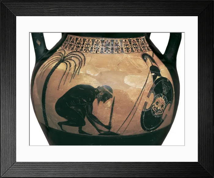 Framed Print : EXEKIAS (6th century BC). Amphora depicting Ajax's suicide. 540 BC. Archaic Greek art. Ceramics. FRANCE. Paris. Louvre Museum. AISA / Everett Collection**US SALES ONLY**