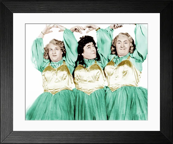Framed Print : RHYTHM AND WEEP, from left: Larry Fine, Moe Howard, Curly Howard, (aka The Three Stooges), 1946