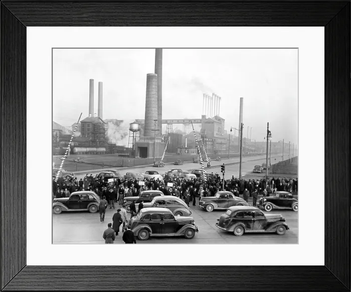Framed Print : Strikers at the Ford Motor Company factory, April 2, 1941. Courtesy: CSU Archives / Everett Collection