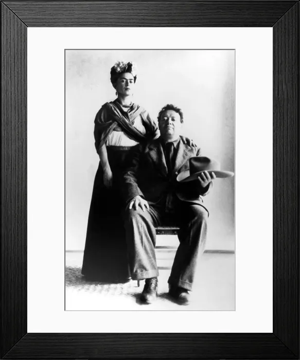 Framed Print : Mexican artists Frida Kahlo with her husband Diego Rivera. Undated.. Courtesy: CSU Archives  /  Everett Collection