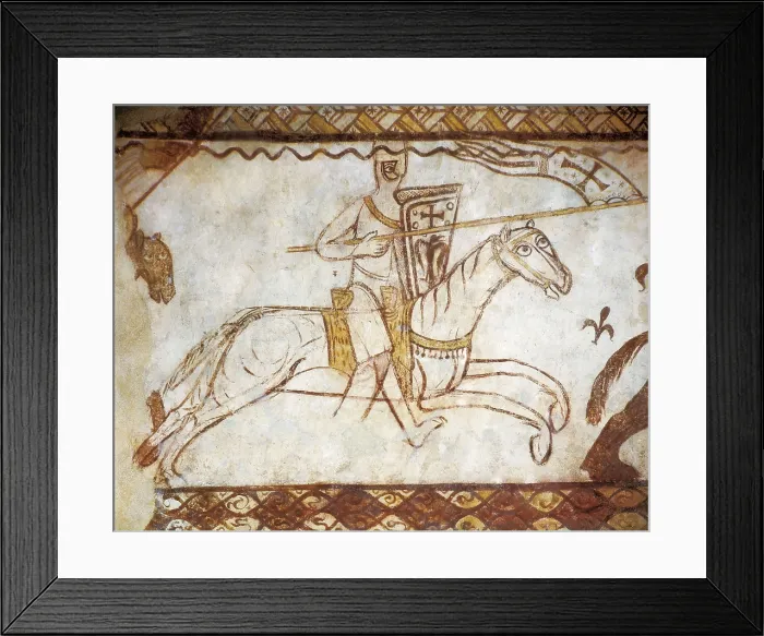 Framed Print : Crusades. Knight of the Templar Chapel. Romanesque art. Fresco. FRANCE. Paris. National Museum of French Monuments. Proc: FRANCE. Cressac-Saint-Genis