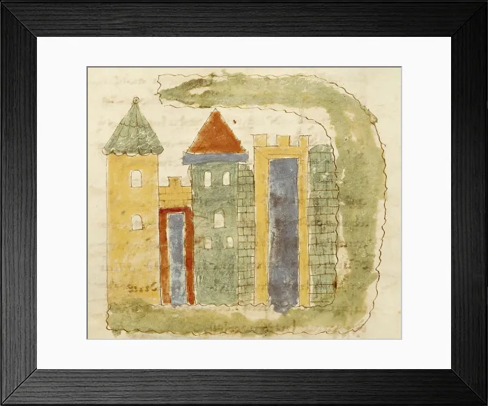 Framed Print : RABANUS, Maurus (c. 780 - 856). De Universo (s. IX). The City. Romanesque edition from the Carolingian original manuscipt. Romanesque art. Miniature Painting. ITALY. Cassino Framed Print : RABANUS, Maurus (c. 780 - 856). De Universo (s. IX). The City. Romanesque edition from the Carolingian original manuscipt. Romanesque art. Miniature Painting. ITALY. Cassino
