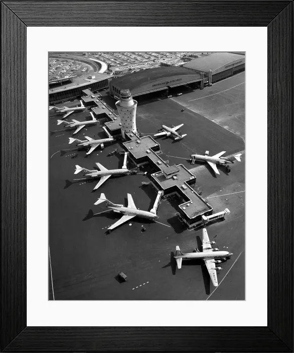 Framed Print : Six 727 American Airline Boeing Astrojets at LaGuardia Airport, New York, in 1965.. Courtesy: CSU Archives  /  Everett Collection