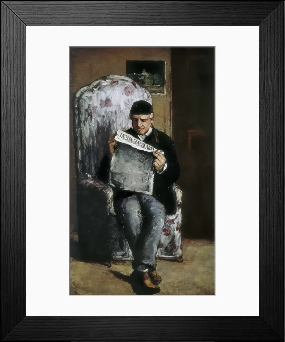 Framed Print : CEZANNE, Paul (1839-1906). The Artist's Father. 1866. Portrait reading L'Evenement. Post-Impressionism. Oil on canvas. UNITED STATES OF AMERICA. Washington