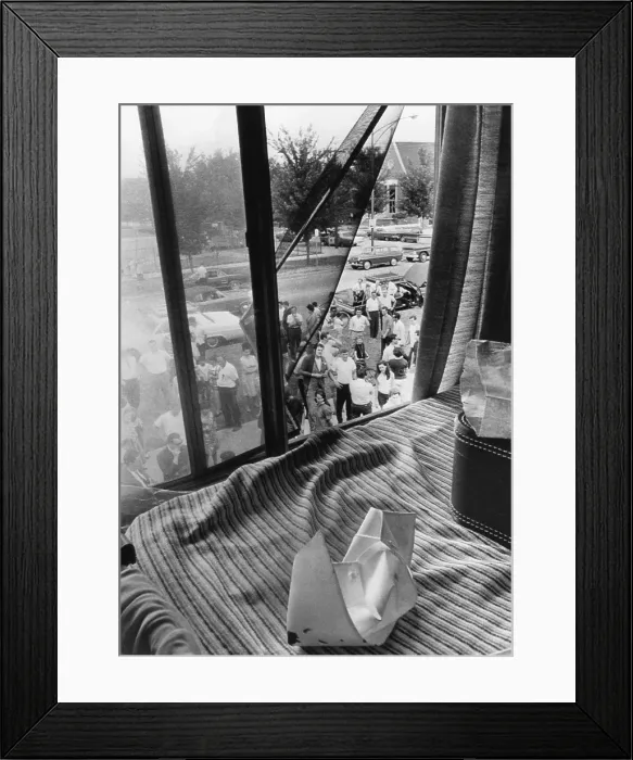 Framed Print : Bloodstained nurses cap on a bed where eight student nurses were slain by Richard Speck. Chicago, July 14, 1966. (CSU_2015_11_1289)