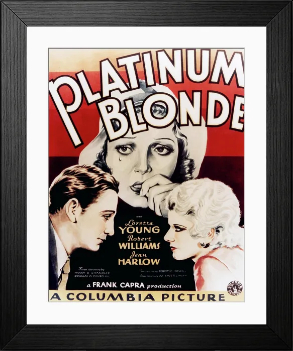 Framed Print : PLATINUM BLONDE, poster art, from left: Robert Williams, Loretta Young, Jean Harlow, 1931