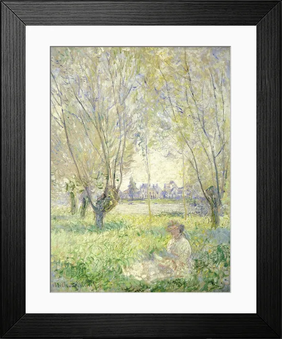 Framed Print : Woman Seated under the Willows, by Claude Monet, 1880, French impressionist painting, oil on canvas