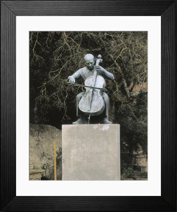 Framed Print : CASALS, Pau (1876-1973). Spanish cellist, composer and conductor. Monument to Pau Casals to commemorate his birth centenary. Sculpture on bronze. SPAIN. CATALONIA. BARCELONA