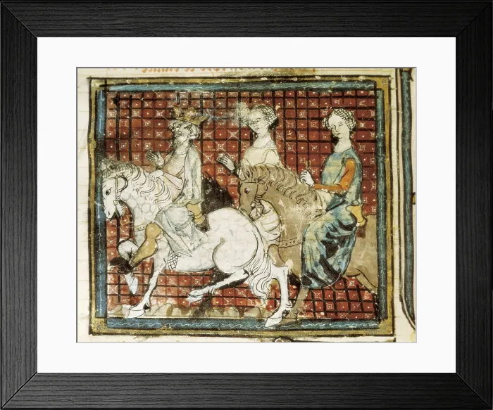 Framed Print : CHILDERIC I (436-481). King of the Salian Franks (458 - 496). The king Childeric, the queen Fredegunde and a concubine on horseback