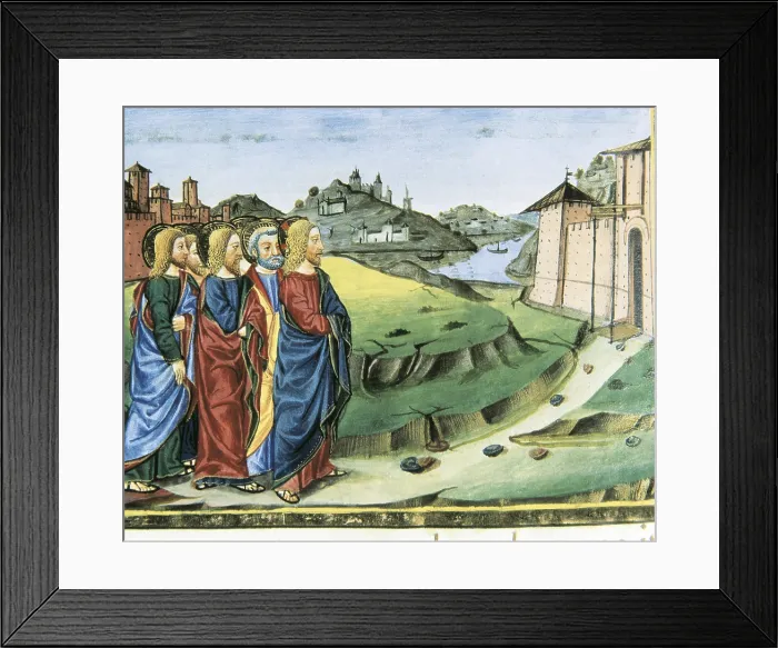 Framed Print : DE PREDIS, Cristoforo (1440-1486). Stories of Saint Joachim, Saint Anne, Virgin Mary, Jesus, the Baptist and the End of the World. 1476
