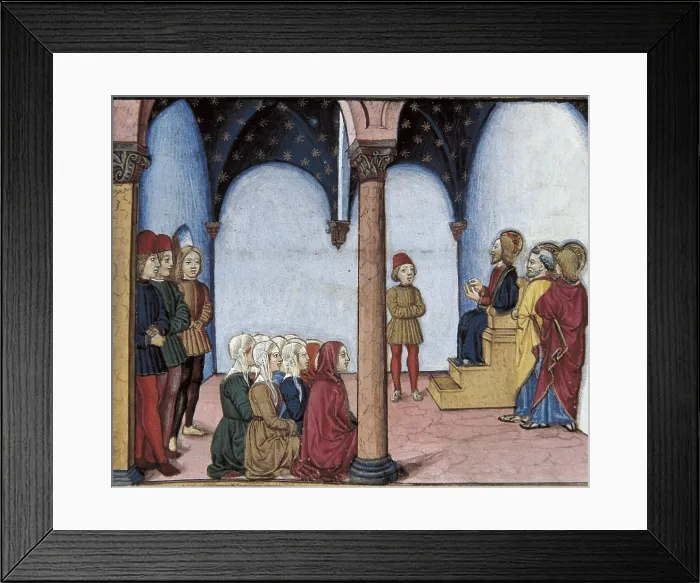 Framed Print : DE PREDIS, Cristoforo (1440-1486). Stories of Saint Joachim, Saint Anne, Virgin Mary, Jesus, the Baptist and the End of the World. 1476