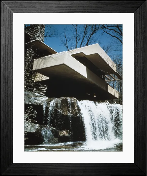 Framed Print : WRIGHT, Frank Lloyd (1869-1959). Kauffman House or (Falling Water). 1936-1937. UNITED STATES OF AMERICA. Bear Run Junction. Fallingwater or Kaufman House. Organic architecture