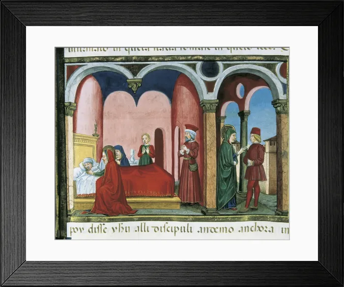 Framed Print : DE PREDIS, Cristoforo (1440-1486). Stories of Saint Joachim, Saint Anne, Virgin Mary, Jesus, the Baptist and the End of the World. 1476