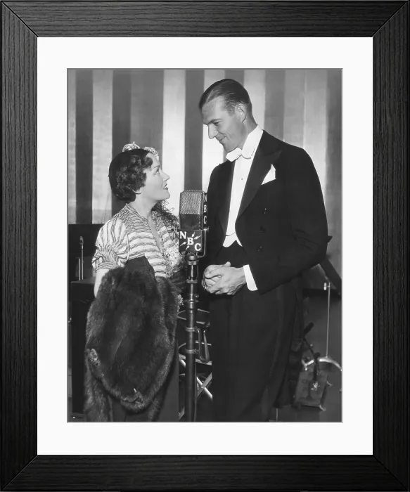 Framed Print : Gloria Swanson appeared on Smith Balleu's radio show in Feb. 1937. He was a popular Singing Cowboy and vocalist on dance band and jazz records