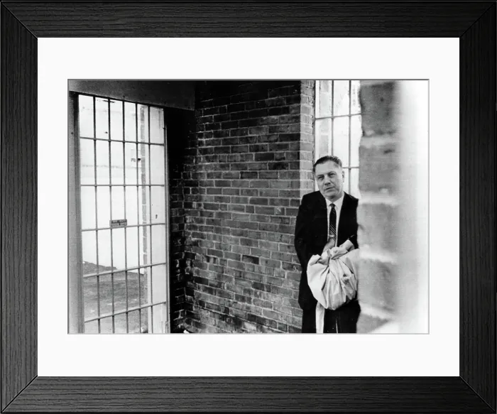 Framed Print : JAMES R.HOFFA- Teamsters Union chief entering Federal Prison to begin an 8-year sentence. Lewisburg, PA, 3 / 7 / 67. Courtesy: CSU Archives  /  Everett Collection