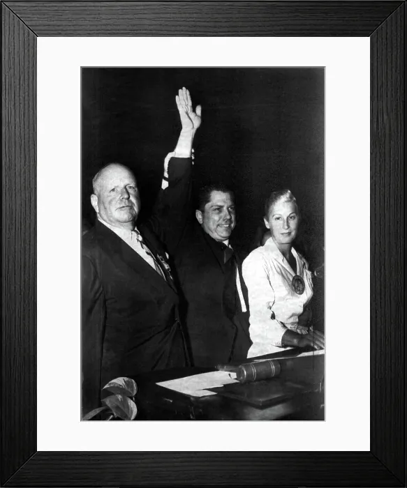 Framed Print : JAMES R. HOFFA-With his wife and Dave Beck after winning Teamsters Union election, Miami Beach, FL. 10 / 4 / 57. Courtesy: CSU Archives  /  Everett Collection