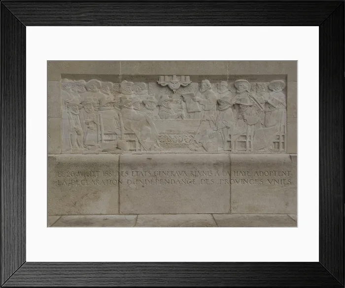 Framed Print : SWITZERLAND. Geneva. Reformation Wall. On 26th July 1581 the States-General assembled in The Hague take the Declaration of Independence of the United Provinces. Sculpture