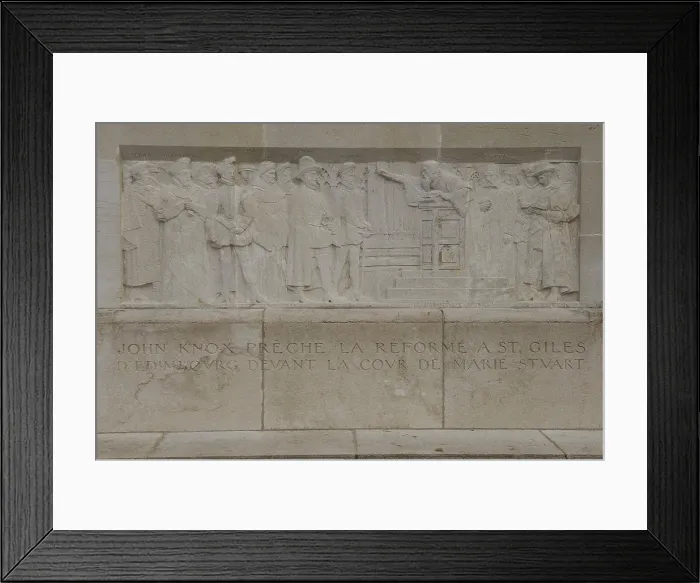 Framed Print : KNOX, John (ca. 1513-1572). Writer and religious reformer. Reformation Wall. John Knox preaching the Reformation in Saint Giles of Edimburg before the Court of Mary Stuart