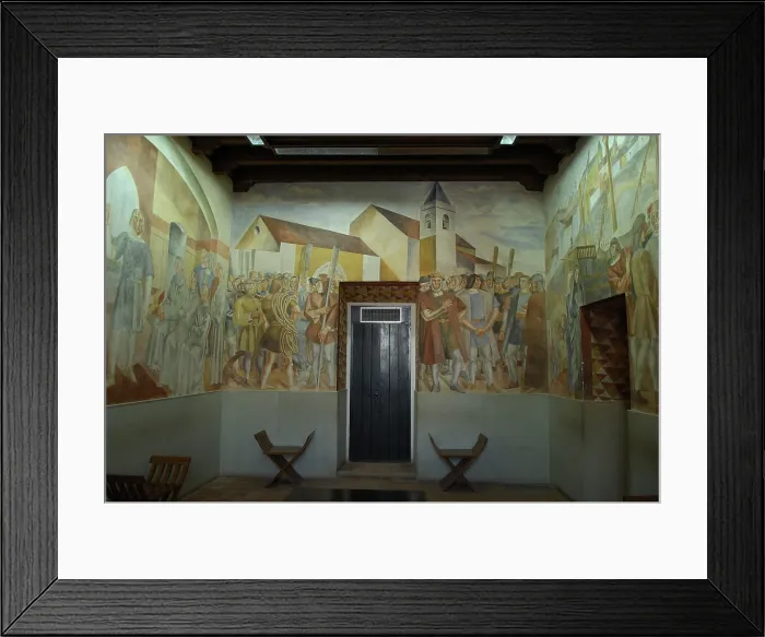 Framed Print : SPAIN. Palos de la Frontera. La Rbida Monastery.. Monastery of La Rbida. Mural paintings. Poem of Discovery, by Daniel Vzquez Daz. Painting Framed Print : SPAIN. Palos de la Frontera. La Rbida Monastery.. Monastery of La Rbida. Mural paintings. Poem of Discovery, by Daniel Vzquez Daz. Painting