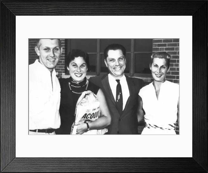 Framed Print : JAMES R. HOFFA-With his wife, son & daughter in Detroit, MI. 7 / 20 / 57. Courtesy: CSU Archives  /  Everett Collection