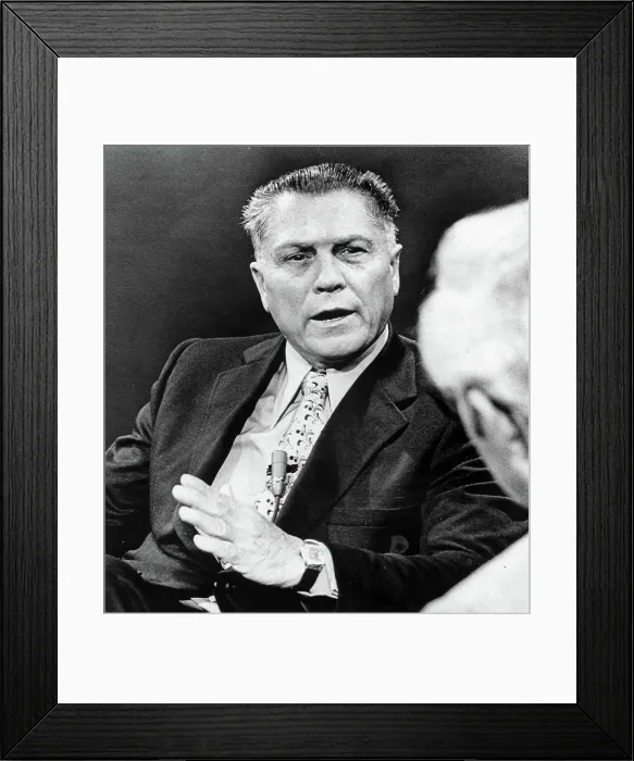 Framed Print : JAMES R. HOFFA-Former Teamsters Union president during a television inteview endorsing President Nixon for re-election. 2 / 13 / 72. Courtesy: CSU Archives  /  Everett Collection