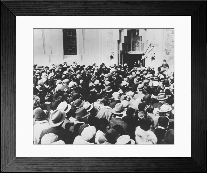 Framed Print : Father Coughlin (arrow) addressing crowd at Shrine of the Little Flower. Royal Oak, Michigan. Ca. Dec. 1933 Framed Print : Father Coughlin (arrow) addressing crowd at Shrine of the Little Flower. Royal Oak, Michigan. Ca. Dec. 1933