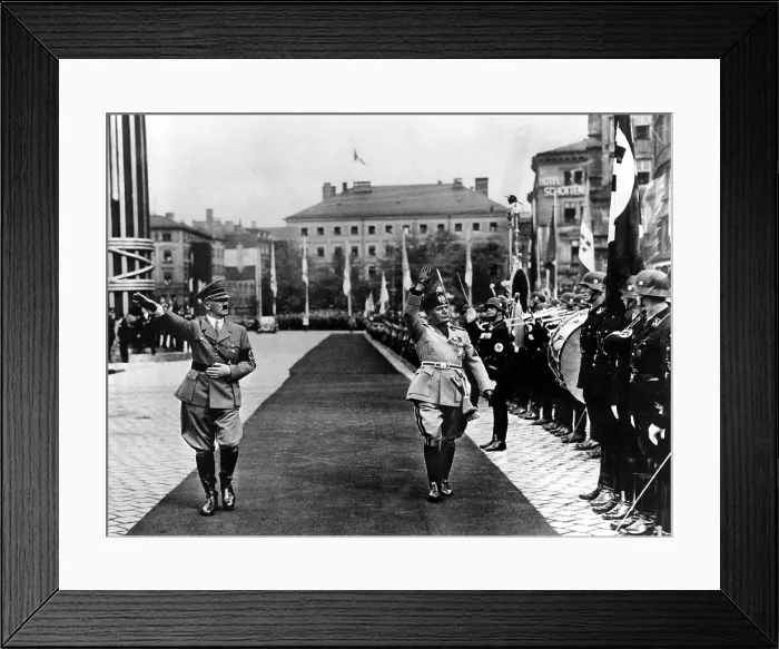 Framed Print : HITLER and Mussolini inspect a guard of honor in Munich, Germany 1937.. Courtesy: CSU Archives  /  Everett Collection