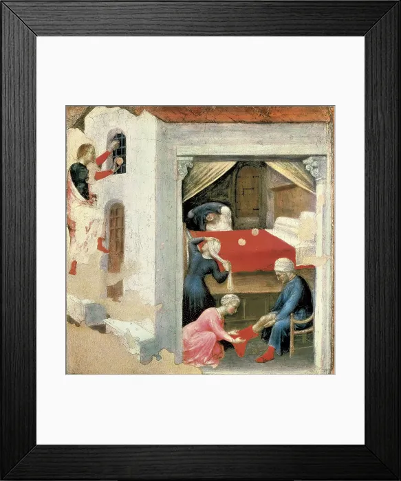 Framed Print : Gentile Da Fabriano (1370-1427). Quaratesi Altar: Saint Nicholas and three poor maidens. 1425. Detail of the predella. International gothic. Oil on wood. VATICAN CITY Framed Print : Gentile Da Fabriano (1370-1427). Quaratesi Altar: Saint Nicholas and three poor maidens. 1425. Detail of the predella. International gothic. Oil on wood. VATICAN CITY