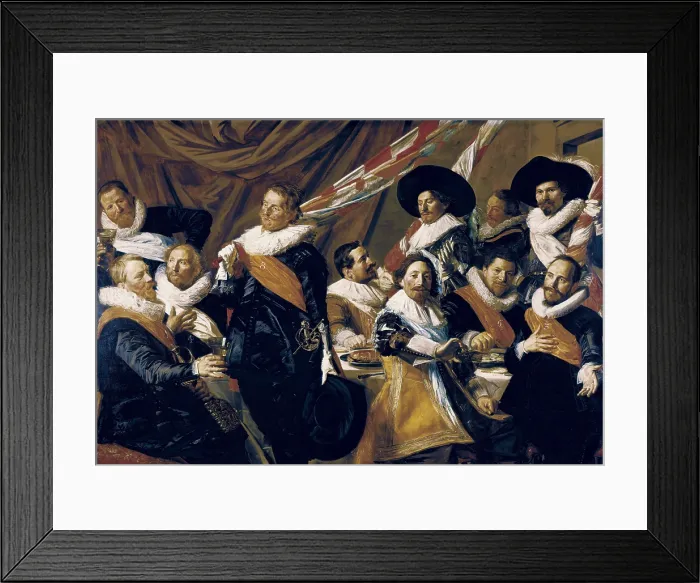 Framed Print : HALS, Frans (1580-1666). Banquet of the Officers of the Civic Guard of St George. 1627. Baroque art. Oil on canvas. NETHERLANDS. Haarlem. Frans Hals Museum