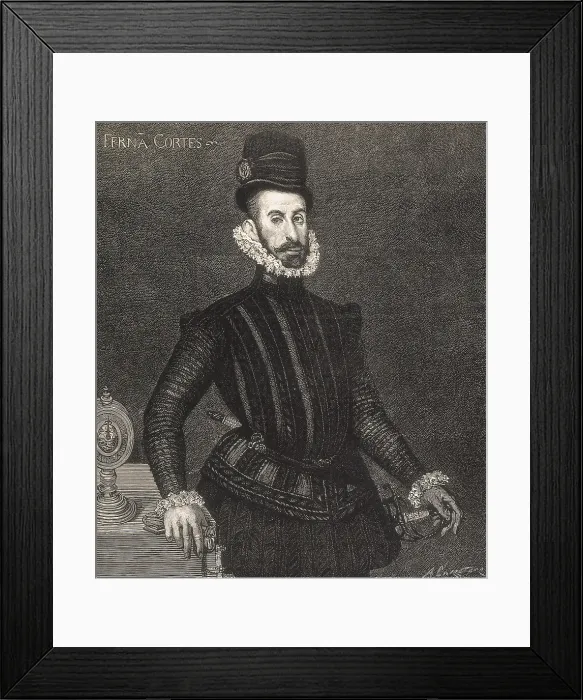 Framed Print : CORTS, Hernn (1485-1547). Spanish conqueror of Mexico. Etching. AISA / Everett Collection**US SALES ONLY**