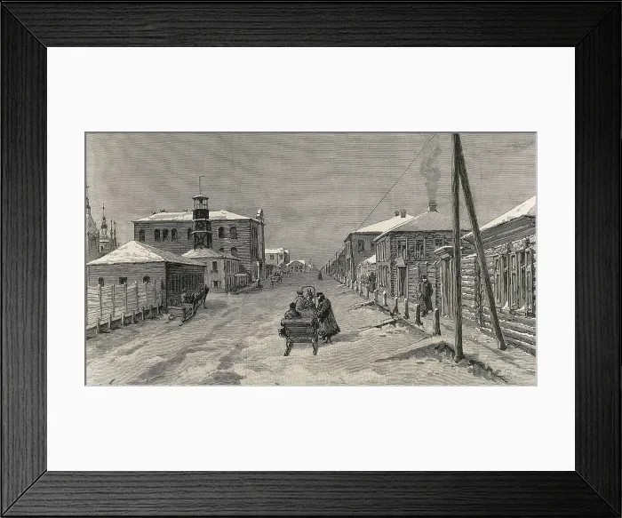 Framed Print : PRICE, Julius Mendes (1857-1924). Main Street of Yeniseisk (Siberia). 1891. Engraving. AISA / Everett Collection**US SALES ONLY** Framed Print : PRICE, Julius Mendes (1857-1924). Main Street of Yeniseisk (Siberia). 1891. Engraving. AISA / Everett Collection**US SALES ONLY**