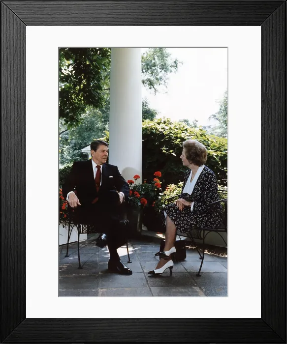 Framed Print : Ronald Reagan. President Reagan and Prime Minister Thatcher talking on the patio outside of the Oval Office. The White House, Washington, D.C. 1986