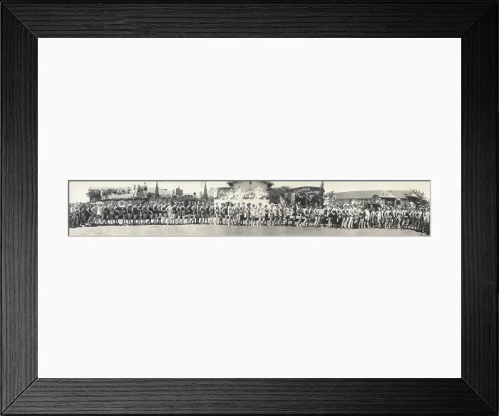 Framed Print : Venice Bathing Girl Parade, panoramic photograph of a beauty pageant on Venice beach, photograph by Miles F. Weaver, California, 1925