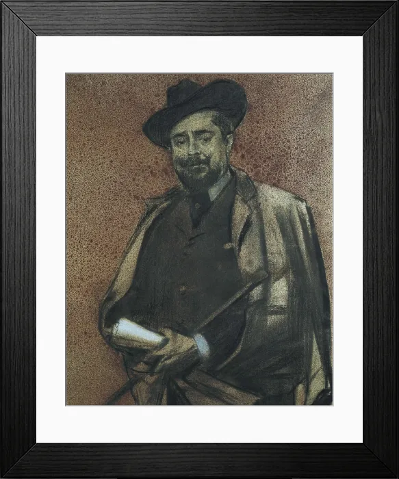 Framed Print : CASAS i CARBO, Ramn (1866-1932). Portrait of Pompeu Gener i Babot. 1899 - 1905. Charcoal, cont crayon and gouache drawing. Modernism. Drawing. SPAIN. Barcelona