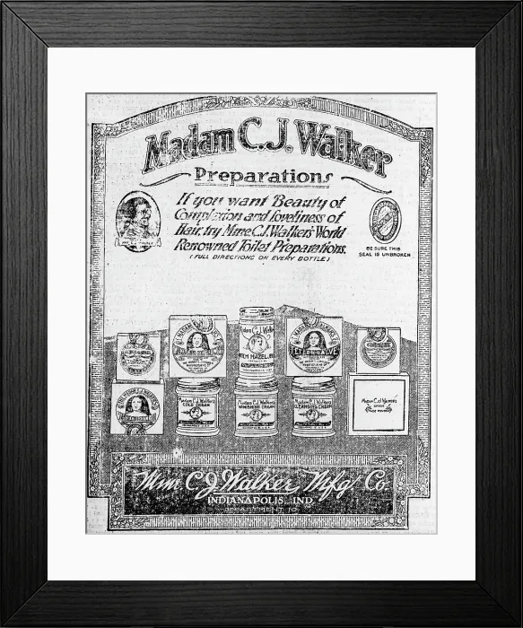 Framed Print : Newspaper ad for Madam C.J. Walker Preparations, 1920 Framed Print : Newspaper ad for Madam C.J. Walker Preparations, 1920