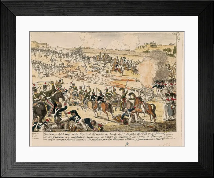Framed Print : Spain (1820-1823). Victory of the Spanish Liberty (7th July 1822). The militia and the garrison of Madrid defeat the absolutist insurrection. Etching. SPAIN. Madrid