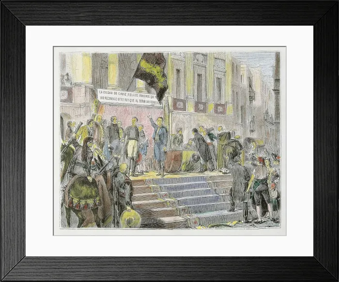 Framed Print : Spain (1810-1814). Cadiz Cortes. Defence of the Cadiz Constitutuion. Image published in 'la Ilustracin Espaola y Americana'. AISA / Everett Collection**US SALES ONLY**
