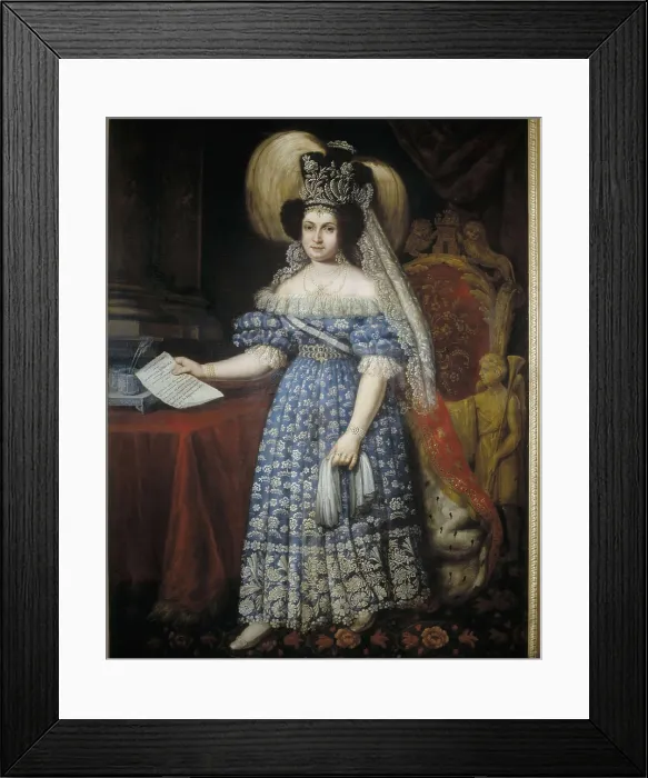 Framed Print : Portrait of S. Gutirrez together with the regent queen who holds in her right hand the article 69 of the Constitution of 1837 Framed Print : Portrait of S. Gutirrez together with the regent queen who holds in her right hand the article 69 of the Constitution of 1837