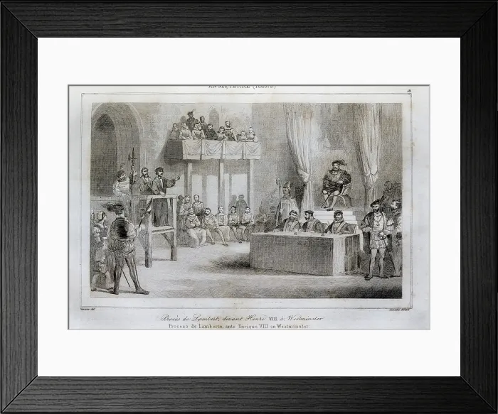 Framed Print : LAMBERT, John (1486-1538). English catholic priest. Trial to John Lambert, condemned to die at the stake. Engraving. AISA / Everett Collection**US SALES ONLY**
