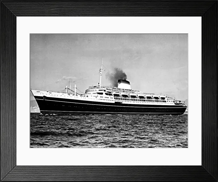 Framed Print : ANDREA DORIA, cruise ship taken during its service from 1953-1956. The ship sinks on July 25, 1956, after 11:10 PM.. Courtesy: CSU Archives  /  Everett Collection